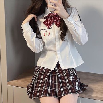 【梗豆物語】*赤金套裝*韓式制服西服格裙襯衫收腰顯瘦學院風