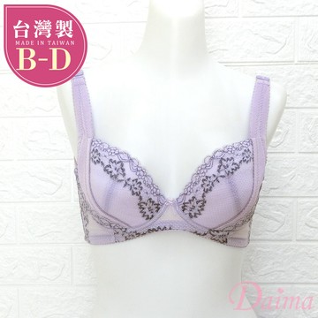 內衣 台灣製(38D) 收副乳提托集中絲棉薄杯蕾絲內衣_紫色#T2360