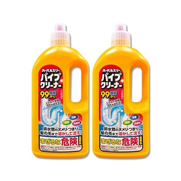 (2瓶超值組)日本MITSUEI美淨易-廚房浴室鹼性去污消臭排水管疏通清潔劑1000ml/瓶(塩素系管道暢通凝膠,毛髮皂垢水垢分解,除食物殘渣結塊,防堵塞沉積異味)
