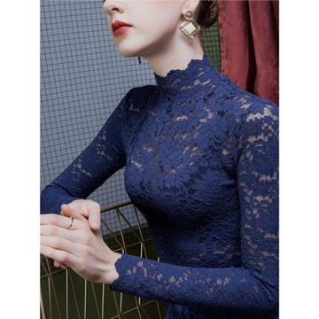 秋冬蕾絲打底衫女高領修身長袖內搭立領洋氣時尚加絨2025女裝上衣