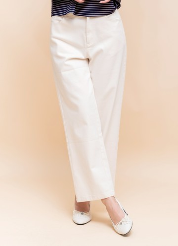 *淨白風尚厚棉直筒寬管褲