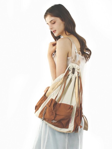Mixed Easy Draw Backpack [Orange beige]