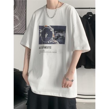 夏季短袖t恤男韓版潮流寬松百搭ins潮牌夏款男裝2023新款大碼半袖