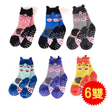 PEIBOU 貝柔 小花貓全毛巾止滑襪(P485)【六雙】【悅兒園婦幼生活館】