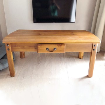 【吉迪市100%全柚木家具】HY153 柚木雙抽銅釘造型咖啡桌 茶几