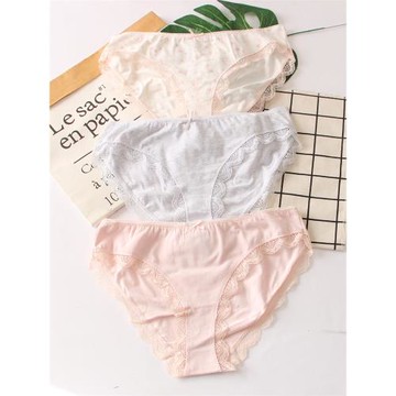 外貿出口高開叉少女內褲蕾絲花邊純棉三角褲粗腿不勒大碼甜美可愛