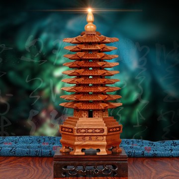 正品桃木文昌塔13層文昌塔手工雕刻書房辦公室文昌擺件奉祺旗艦店