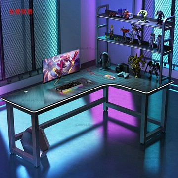 免運轉角電競桌雙人電腦桌臺式家用書桌臥室辦公桌寫字臺游戲桌組合裝Y8