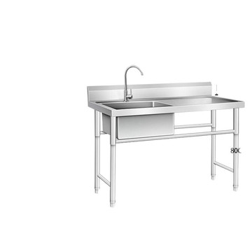 不銹鋼商用水槽帶支架廚房單雙水消毒池家用洗碗洗菜洗手盆帶平臺[DD160109]