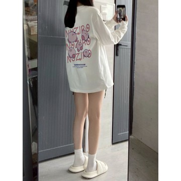 CHAOO 大學t 大學t 長袖 長袖衛衣 可愛大學t 女生衣服 oversize 情侶裝 女生衣服韓版 女生冬季衣服