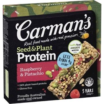 [澳洲 Carman's 康麥滋] 覆盆莓開心果植物蛋白棒 (5條/盒) (林思宇代言)-[澳洲 Carman's] 覆盆莓開心果植物蛋白棒