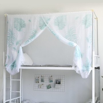 宿舍單人蚊帳 大學生上下鋪透氣一體雙層紗帳 防塵頂特密網紗床簾