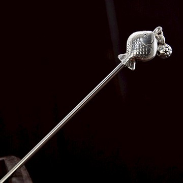 復古發飾苗銀小魚神棍轉運珠流蘇發簪子女盤發步搖節日生日女禮物