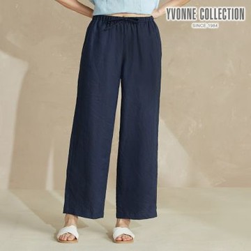 YVONNE 以旺傢飾 亞麻素面長褲-深丈青 (M/L)