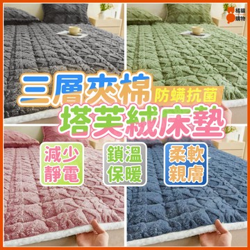 🔥桃園出貨🔥塔芙絨床墊 塔芙絨床護墊 夾棉床墊 保暖床墊 加絨床墊 加厚軟墊 防滑墊 單人/雙人/雙人加大床墊 冬季保暖