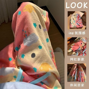 新款女春秋季寬鬆家居褲可愛卡通休閒四季可外穿ins 長褲 睡褲 韓國睡褲 韓版睡衣 韓國神褲 女生家居服 大尺碼睡褲