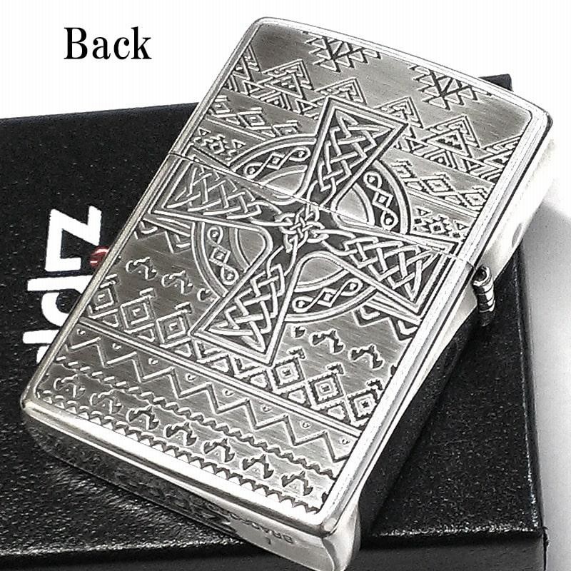 ZIPPO アステカンスカル 石盤 骸骨 十字架 ジッポ ライター シルバー