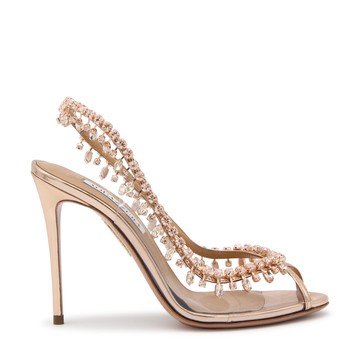 Aquazzura - Rose Gold-tone Leather Temptation Sandals