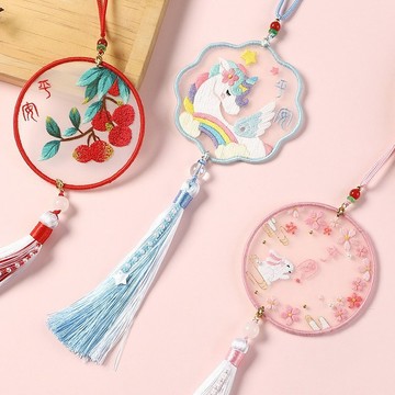 免運💯平安符手工刺繡diy 材料包自己繡平安福十字繡小飾品掛件男友蘇繡刺繡材料包 手工藝不織布材料包手做新手 SVNA