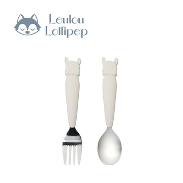 Loulou Lollipop - 動物造型 兒童304不鏽鋼叉匙組-可愛草泥馬