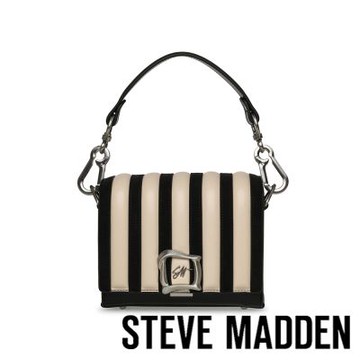 STEVE MADDEN-經典條紋翻蓋肩背包 BHOSTS-黑色