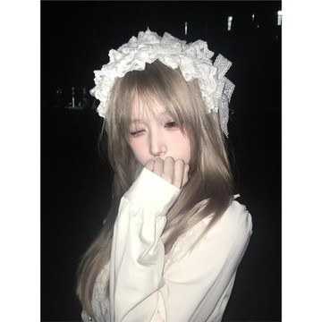 優雅白色蕾絲lolita發飾女可愛甜美洛麗塔頭飾生成色lo娘女仆發帶