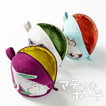 【現貨】日本進口morita MiW插畫動物圖案棉紗手拎拉鏈包收納掛包