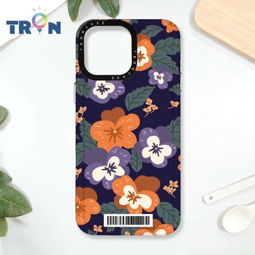 TRON IPhone 16 Pro Max 平塗手繪花朵E款 防摔太空載具殼 透黑 軟硬 手機殼