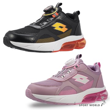 Lotto 慢跑鞋 大童鞋 旋鈕 氣墊 黑橘/藕紫【運動世界】LT5AKR9890/LT5AKR9897