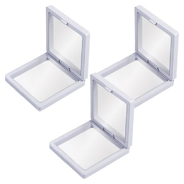 Timo 懸浮展示盒/飾品盒 3個 白色 - 透明懸浮展示 防氧化保護 多用途收納