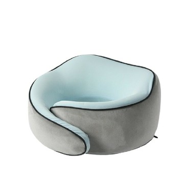 U型曲線磁扣記憶頸枕(藍色) [大買家]