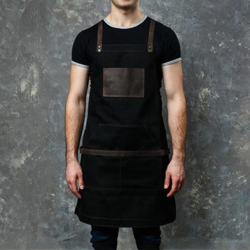 饗宴餐飲厚磅拼接皮革圍裙