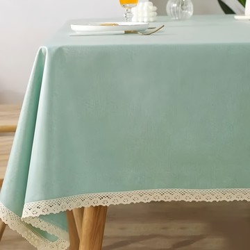 米禾 日式蕾絲防水桌巾 140 x 140cm 湖水綠  1個