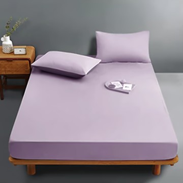 A-nice 60支300織 精梳純棉 雙人 不起球 親膚舒適  藕紫色  床包186 x 150 x 36cm 信封式枕套75 x 45cm  床墊套 + 枕套組