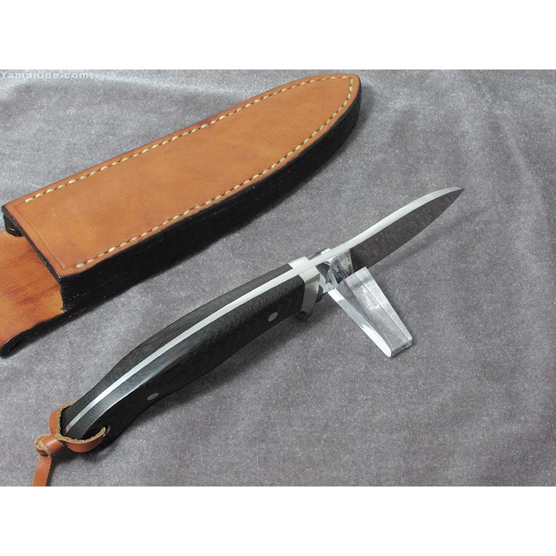 西川 徹 作 0064 セミスキナー 90mm   ATS-34 グリーンマイカルタ   シースナイフ   Tooru Nishikawa Custom knife