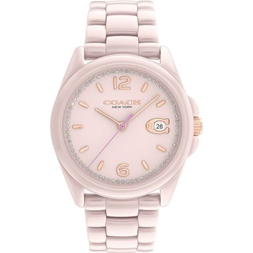 COACH Greyson C字陶瓷女錶 開學換新季 送禮推薦-粉色/36mm CO14503926