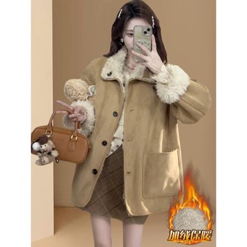 復古氣質皮毛一體外套女冬季獨特時尚新款高級加絨保暖雙面穿大衣