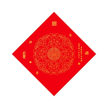 過年 新年 春節 門貼銅版紙 牡丹紋 龍鳳門貼 春節裝飾 新年擺飾