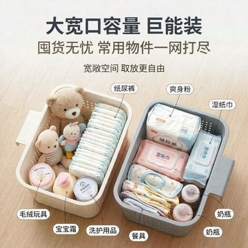 嬰兒床收納掛籃 床邊置物架 寶寶用品收納盒 床圍欄掛袋 尿布濕紙巾口水巾收納