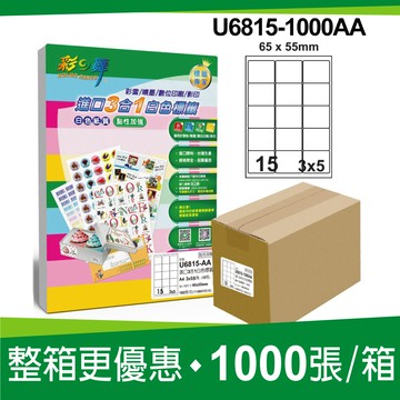 彩之舞進口3合1白色標籤 1000張/箱 15格圓角 U6815-1000AA