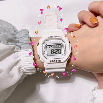 手表女ins風少女可愛韓版簡約高中學生獨角獸方形防水數字電子表