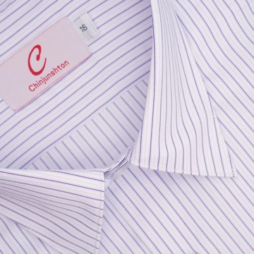 【CHINJUN】男士商務襯衫 抗皺加強 長袖 短袖 紫色條紋 3585 s3585