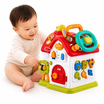 Mesenfants 啟蒙學習忙碌屋 早教玩具 聲光音樂六面盒玩具 模擬方向盤玩具