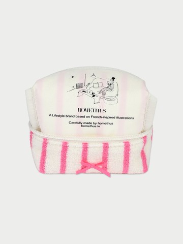 條紋毛圈化妝包 (粉色條紋)