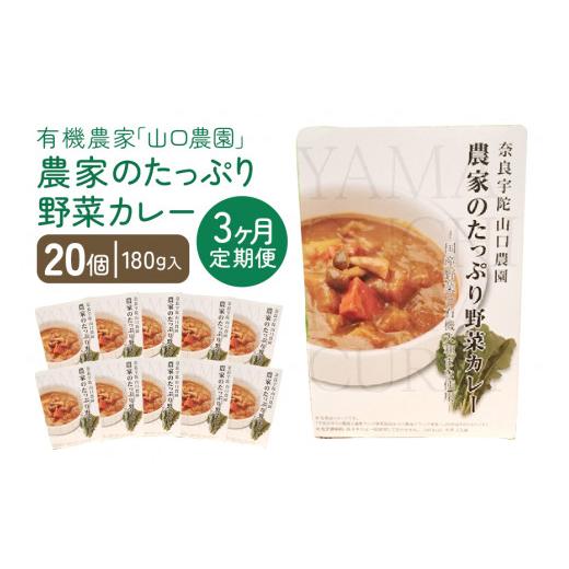 ふるさと納税 奈良県 宇陀市 定期便 ３ヶ月 農家のたっぷり野菜カレー ２０個 月１回 ／ 山口農園 有機野菜 オーガニック 伝統野菜 レトルト カレー キャンプ …