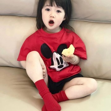 🎀biubiu童裝🎀女寶寶上衣卡通可愛T恤女兒童短袖套裝夏季韓版短褲兩件套時髦潮