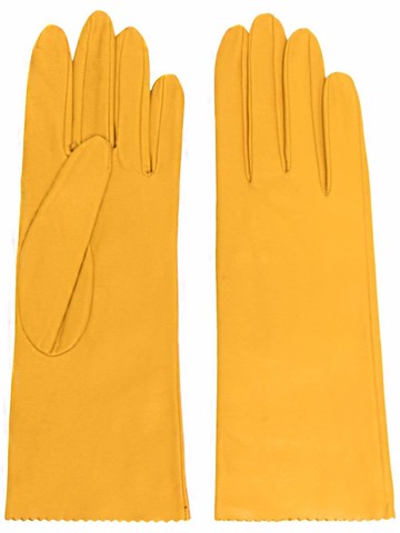 Manokhi - zig-zag edge leather gloves - women - Calf Leather - 7.5 - Yellow