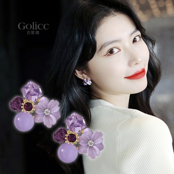 【Gulicc】耳環 氣質紫森系貓眼耳釘