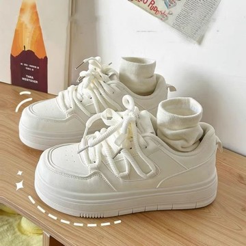 🔥台灣出貨🔥小衆透氣厚底小白鞋女學生百搭運動鞋闆鞋子圓頭老爹鞋 厚底鞋