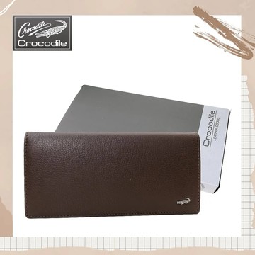 【Crocodile】鱷魚 真皮長夾／男用長夾／17卡片錢包 長夾 (咖啡-11072)